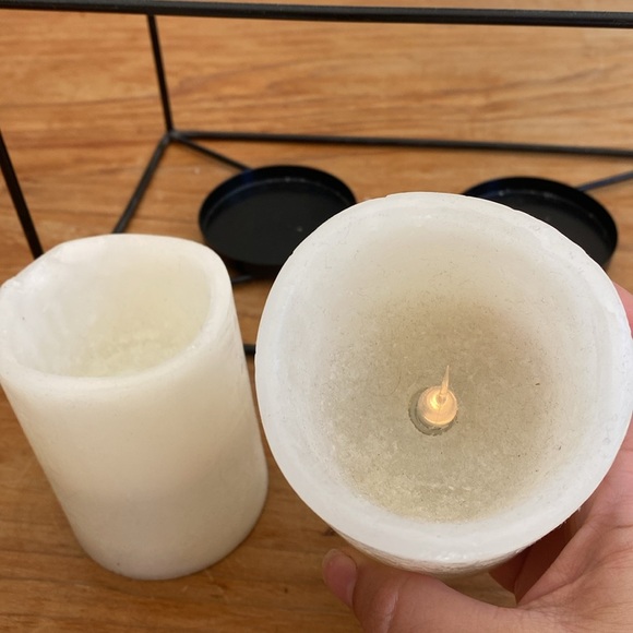 “Home” Metal Candle Holder (2 battery operated wax candles included) - Picture 6 of 8